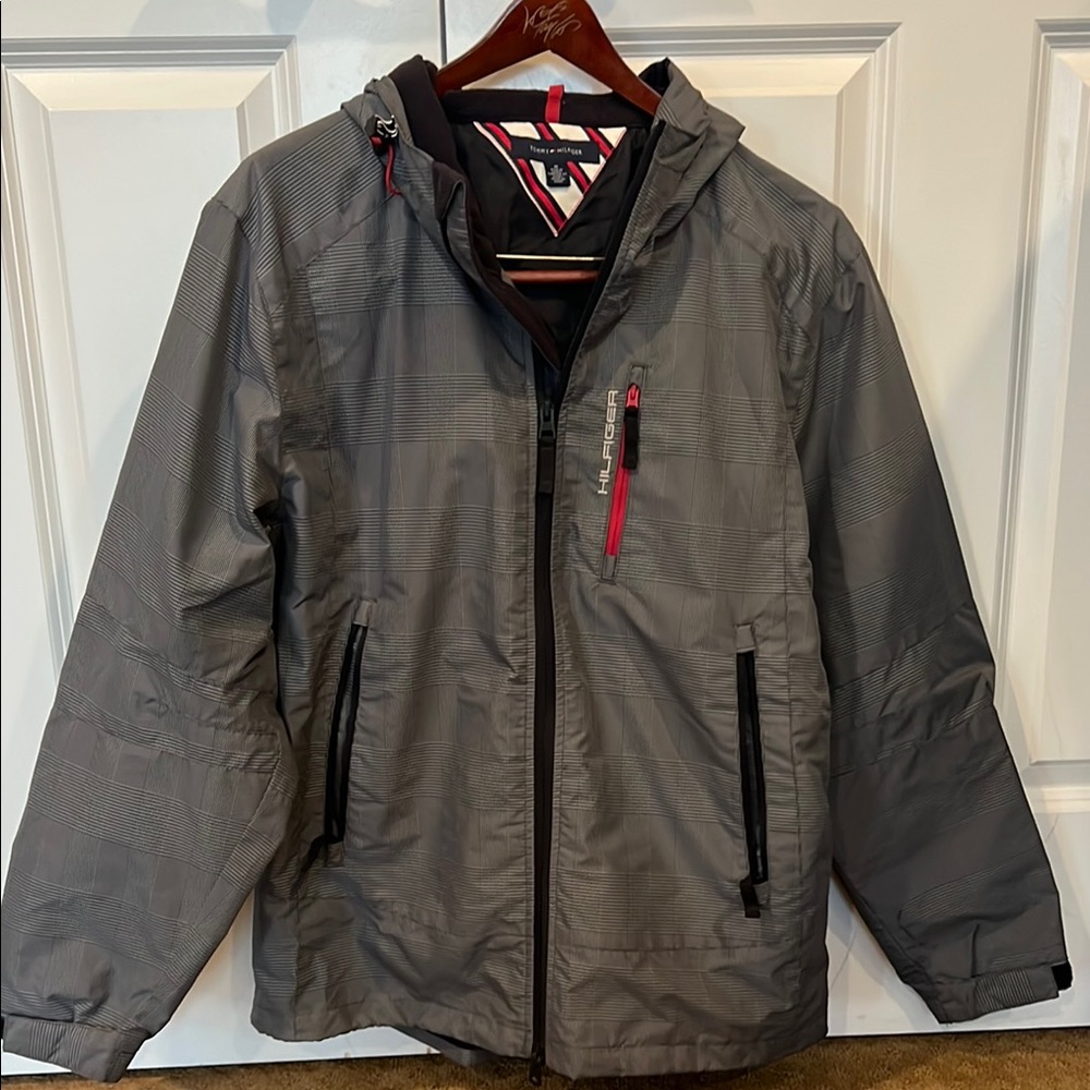 Men's Tommy Hilfiger Performance Full Zip size M check hooded classic jacket new